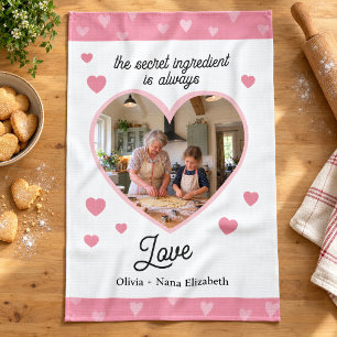 Die geheime Zutat ist Liebe Personalisiertes Foto Geschirrtuch