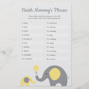 Die gelbe Elefant Babydusche schließt Mommy's Phra Flyer