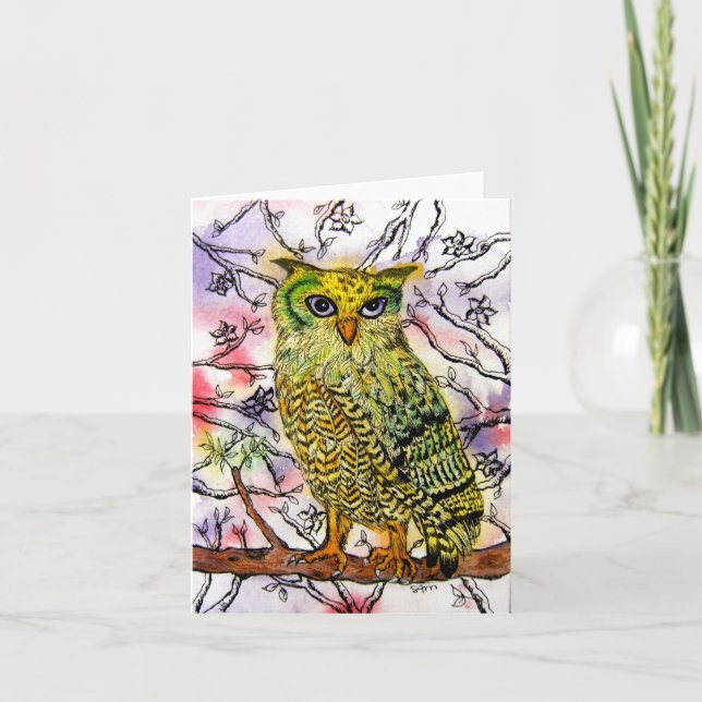 Die gelbe Eule-Notecard Karte (Vorderseite)