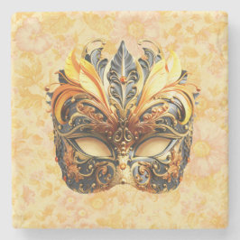 Die gelbe Federmaske im Blumenmuster Steinuntersetzer