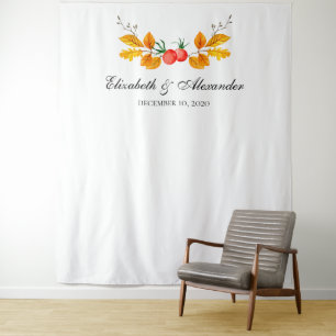 Die gelbe Herbstkulisse Hintergrund der Hochzeit i Wandteppich