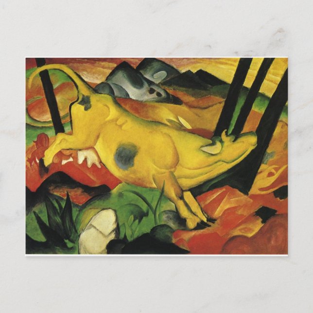 Die gelbe Kuh von Franz Marc Postkarte (Vorderseite)