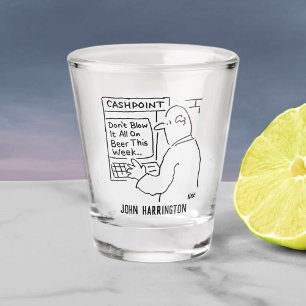 Die Geldmaschine bläst sie nicht auf dem Cartoon B Schnapsglas