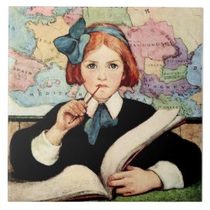 Die Gelehrte von Jessie Willcox Smith Fliese