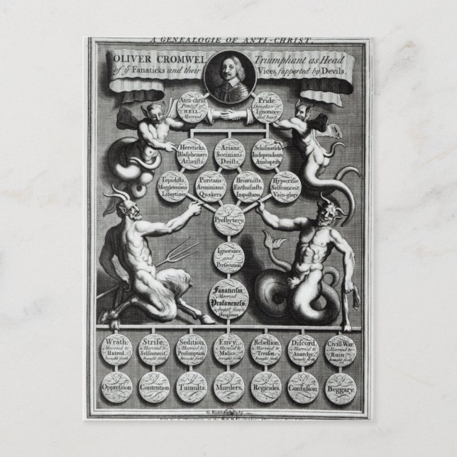 Die Genealogie des antichristlichen Olivers Postkarte (Vorderseite)