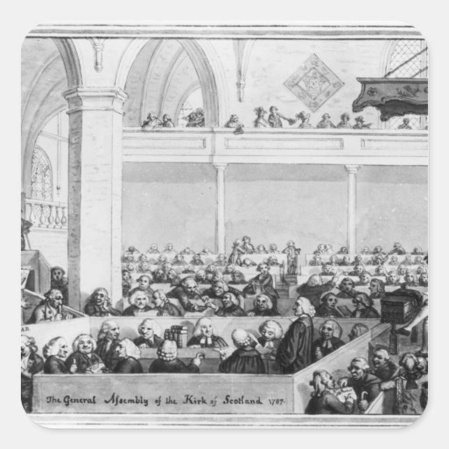 Die Generalversammlung der Kirk von Schottland Quadratischer Aufkleber (Vorderseite)