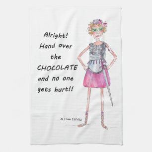 Die gepanzerte rote Wasserfarbe verlangt Schokolad Geschirrtuch