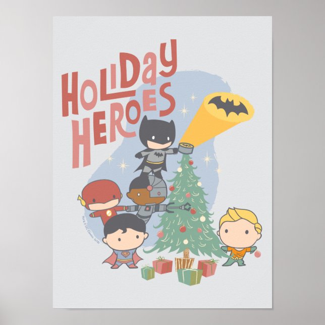 Die Gerechtigkeitsliga Chibi Holiday Tree Decorati Poster (Vorne)