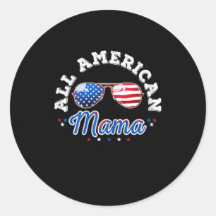 Die gesamte amerikanische Mama-Familie am 4. Juli Runder Aufkleber