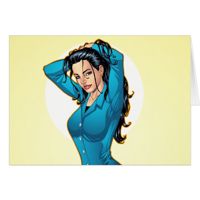 Die Geschäftsfrau, die ihr Haar hochzieht und (Vorderseite (Horizontal))