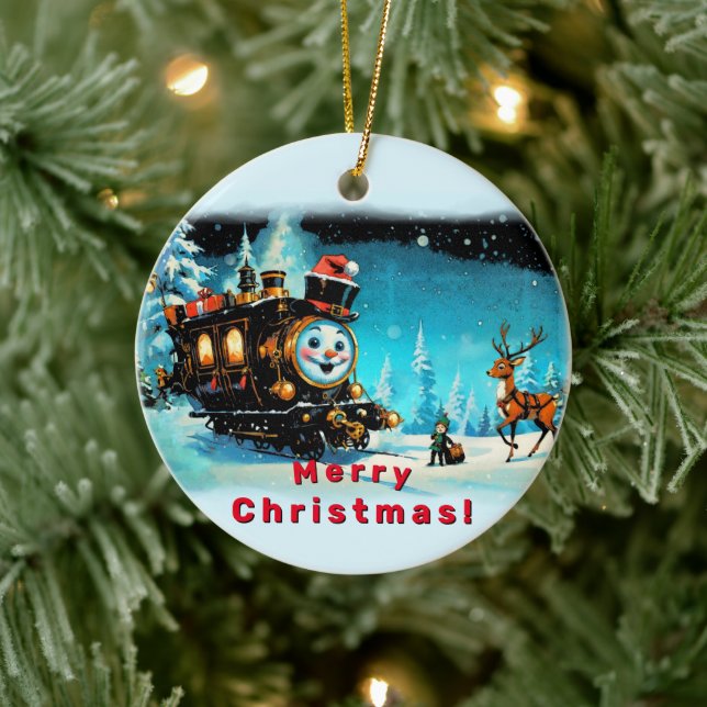 Die Geschenkbahn - Weihnachtslandschaft Keramik Ornament (Baum)