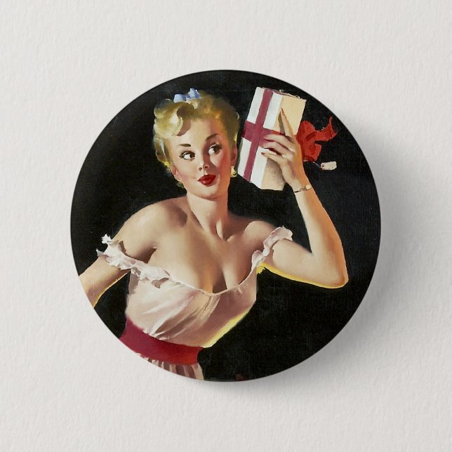 Die Geschenke schütteln Pin Up Button (Vorderseite)