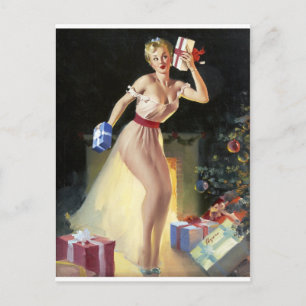 Die Geschenke schütteln Pin Up Postkarte