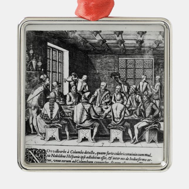 Die Geschichte des Eies von Christoph Kolumbus Silbernes Ornament (Vorne)