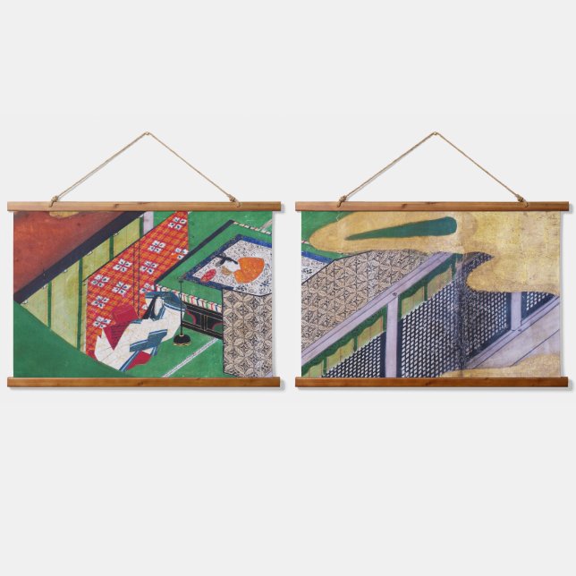 Die Geschichte von Genji, Tawaraya Sotatsu Wandteppich Mit Holzrahmen