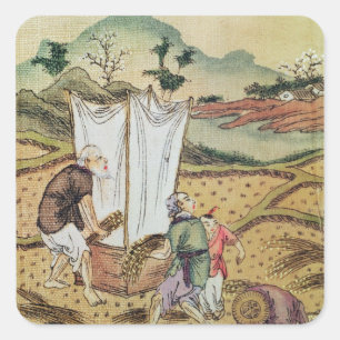 Die Geschichte von Reis Quadratischer Aufkleber