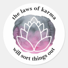 Die Gesetze von Karma White Lotus Inspirational Runder Aufkleber