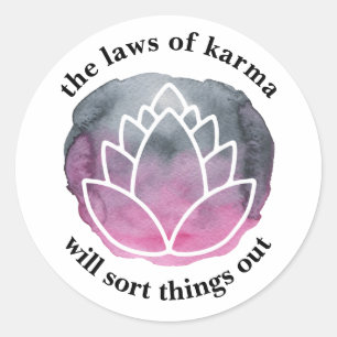 Die Gesetze von Karma White Lotus Inspirational Runder Aufkleber