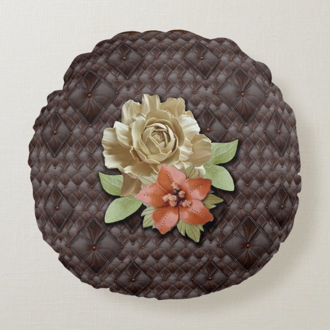 Die Gestaltung der 3D Lederakademie Rundes Kissen (Vorderseite)