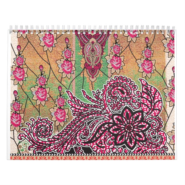 die Gestaltung eines rosa-braunen Paisley-Musters Kalender (Titelbild)