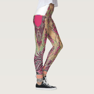 die Gestaltung eines rosa-braunen Paisley-Musters Leggings