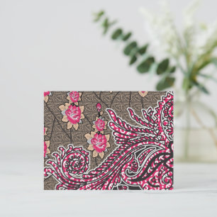 die Gestaltung eines rosa-braunen Paisley-Musters Postkarte