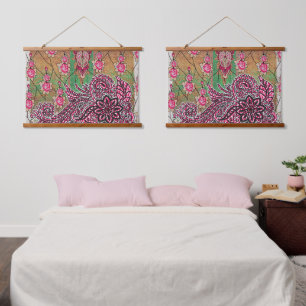 die Gestaltung eines rosa-braunen Paisley-Musters Wandteppich Mit Holzrahmen