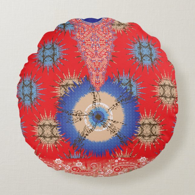 die Gestaltung eines roten Hintergrunds mit einem  Rundes Kissen (Vorderseite)