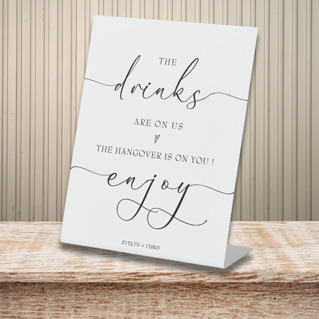 Die Getränke sind auf dem offenen Bar Hochzeitssym Sockelschild (Von Creator hochgeladen)