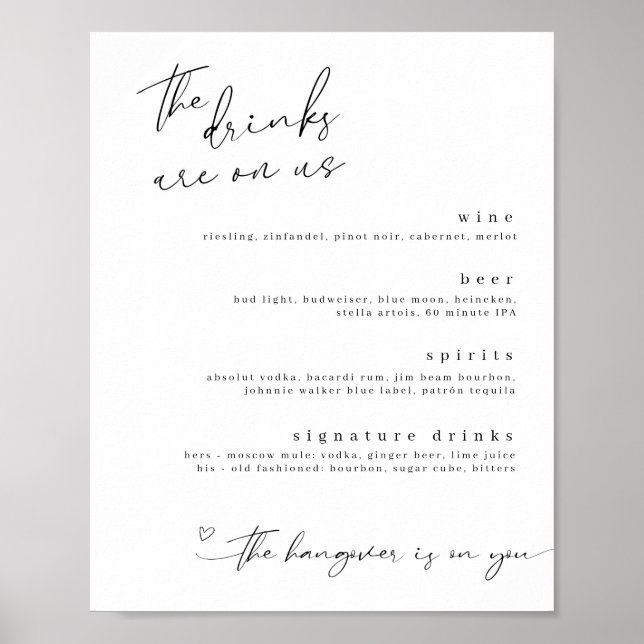 Die Getränke sind auf uns Minimalistisch Drinks un Poster (Vorne)