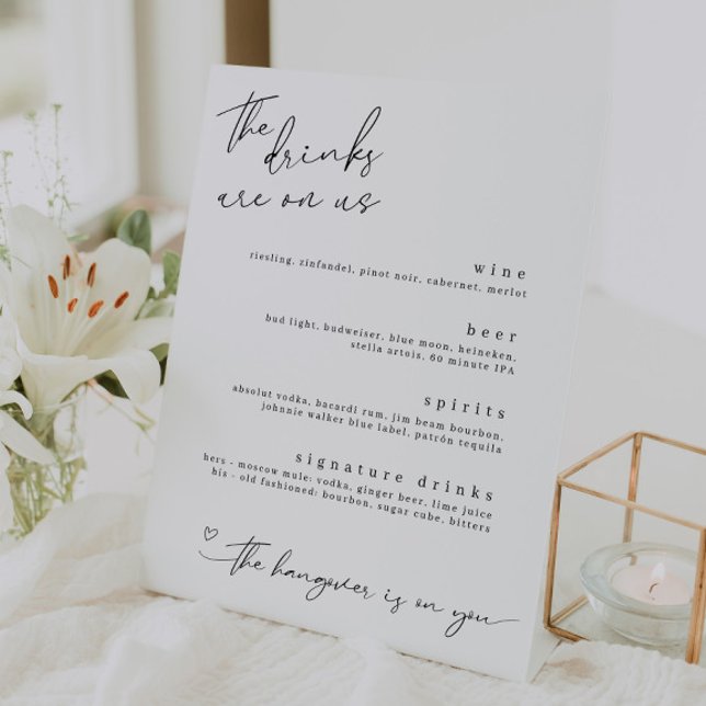 Die Getränke sind auf uns Minimalistisch Drinks un Sockelschild (Von Creator hochgeladen)