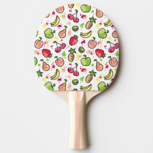 die gezeichnete Hand trägt Muster Früchte Tischtennis Schläger