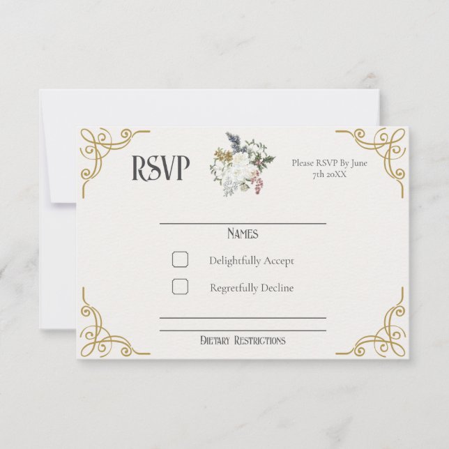 Die Gilded Garden Wedding RSVP Card Karte (Vorderseite)