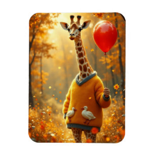Die Giraffe und der rote Ballon Magnet