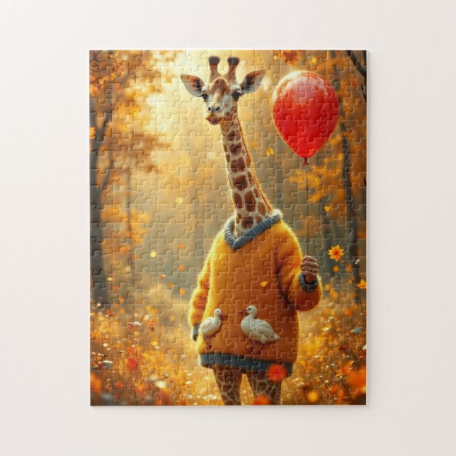 Die Giraffe und der rote Luftballon Puzzle (Vertikal)