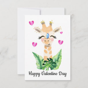 Die Giraffe und die SchmetterlingsValentinkarte Dankeskarte