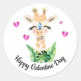 Die Giraffe und die SchmetterlingsValentinstickeri Runder Aufkleber