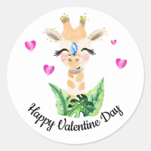 Die Giraffe und die SchmetterlingsValentinstickeri Runder Aufkleber