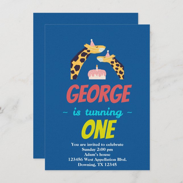 Die Giraffen des eigenen Kindes maskieren den Cart Einladung (Vorne/Hinten)