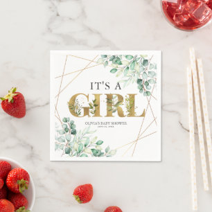 Die Girl Greenery Eucalyptus Gold Baby Dusche Serviette