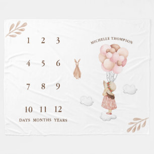 Die Girl Watercolor Babydusche Flying Balloon Fleecedecke