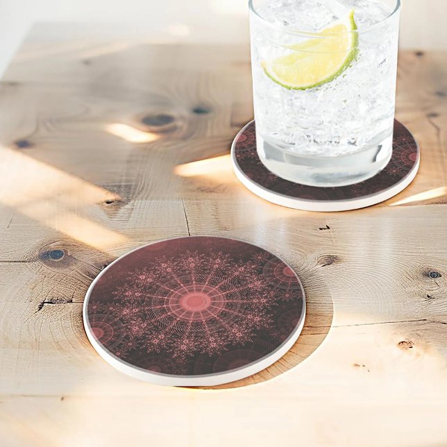 Die glänzende Blume in Rot Getränkeuntersetzer (Von Creator hochgeladen)