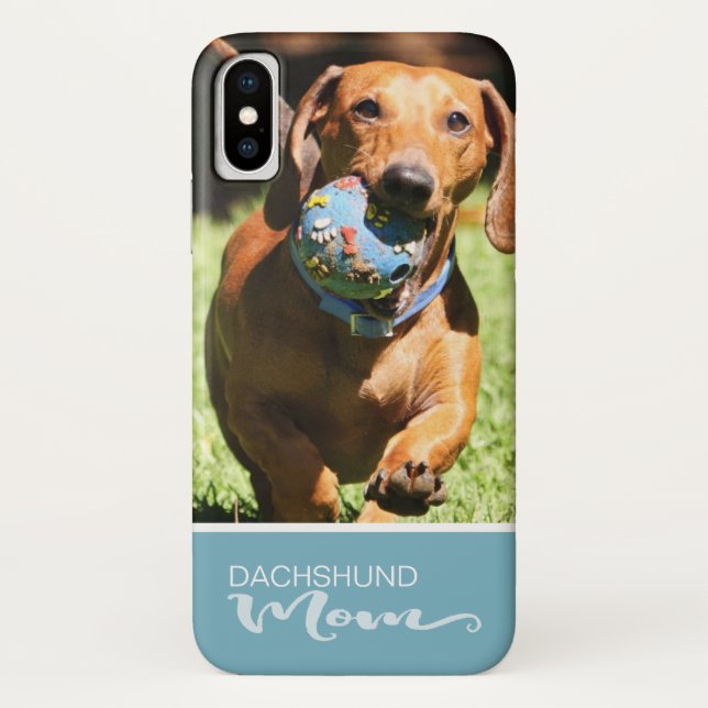 Die glatte Dackel-Mama addieren Ihr HundeFoto Case-Mate iPhone Hülle (Rückseite)