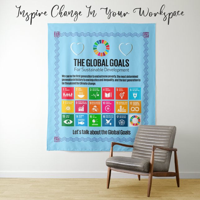 Die globalen Ziele sind Motivierend Inspirierend G Wandteppich (Jumbo Tapestry, Canvas Print, Poster, Foam Board, Signs etc. Gift for Changemakers Students Teachers)