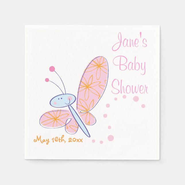 Die glückliche Butterfly-Babydusche Serviette (Vorderseite)