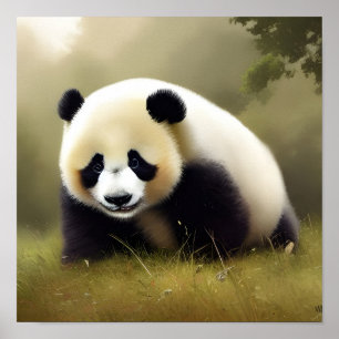 Die glückliche digitale Kunst Panda Poster
