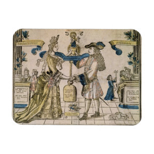 Die glückliche Ehe (schablonenfarbener Holzschnitt Magnet