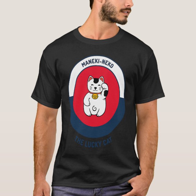 Die glückliche Katze Niedlich Maneki Neko T-Shirt (Vorderseite)