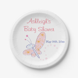 Die glückliche Schmetterlings-Babyparty Pappteller