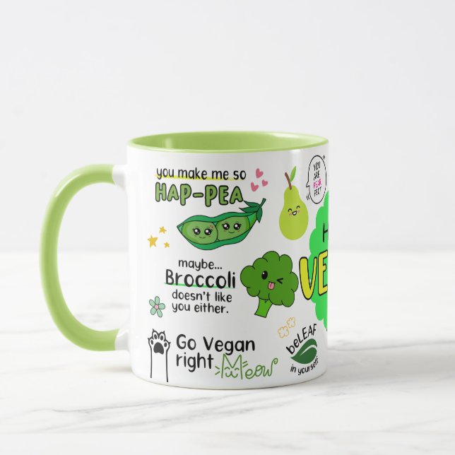 Die glückliche Vegane Tasse - Funny Vegane Tasse,  (Links)